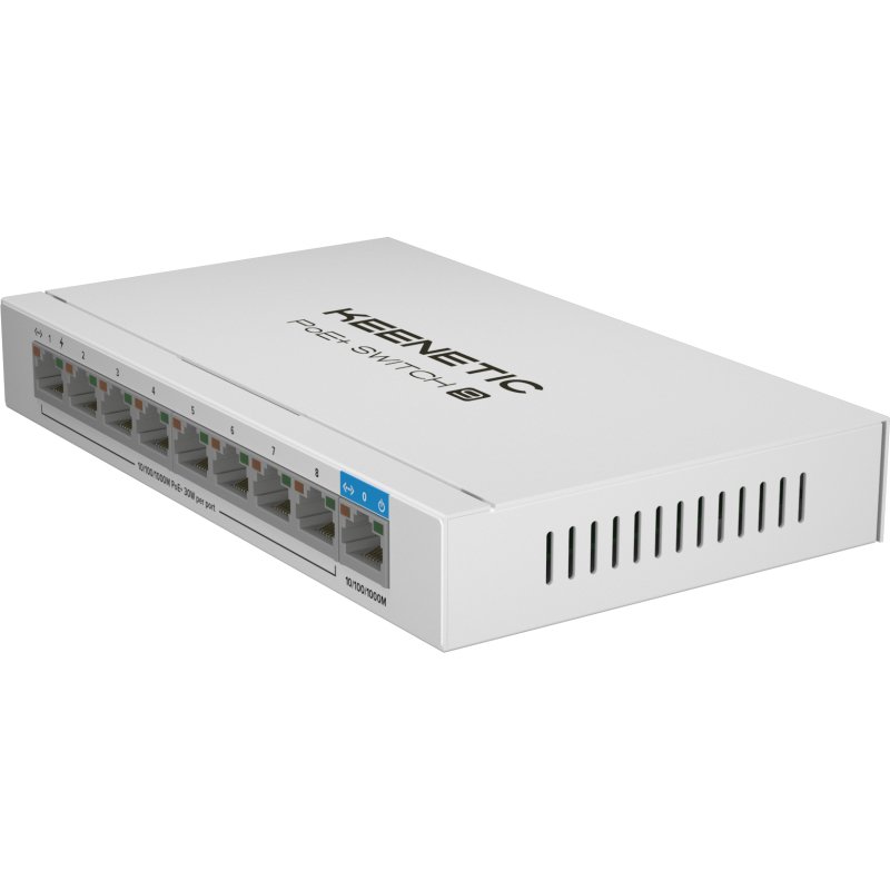 Keenetic PoE+ Switch 9 (KN-4710) Commutateur Gigabit 9 ports avec 8 ports PoE+ et budget énergétique de 120 W