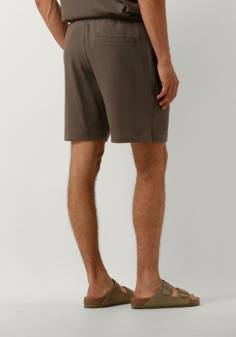 WOODBIRD bruine woodbird korte broek wbbommy waffel shorts