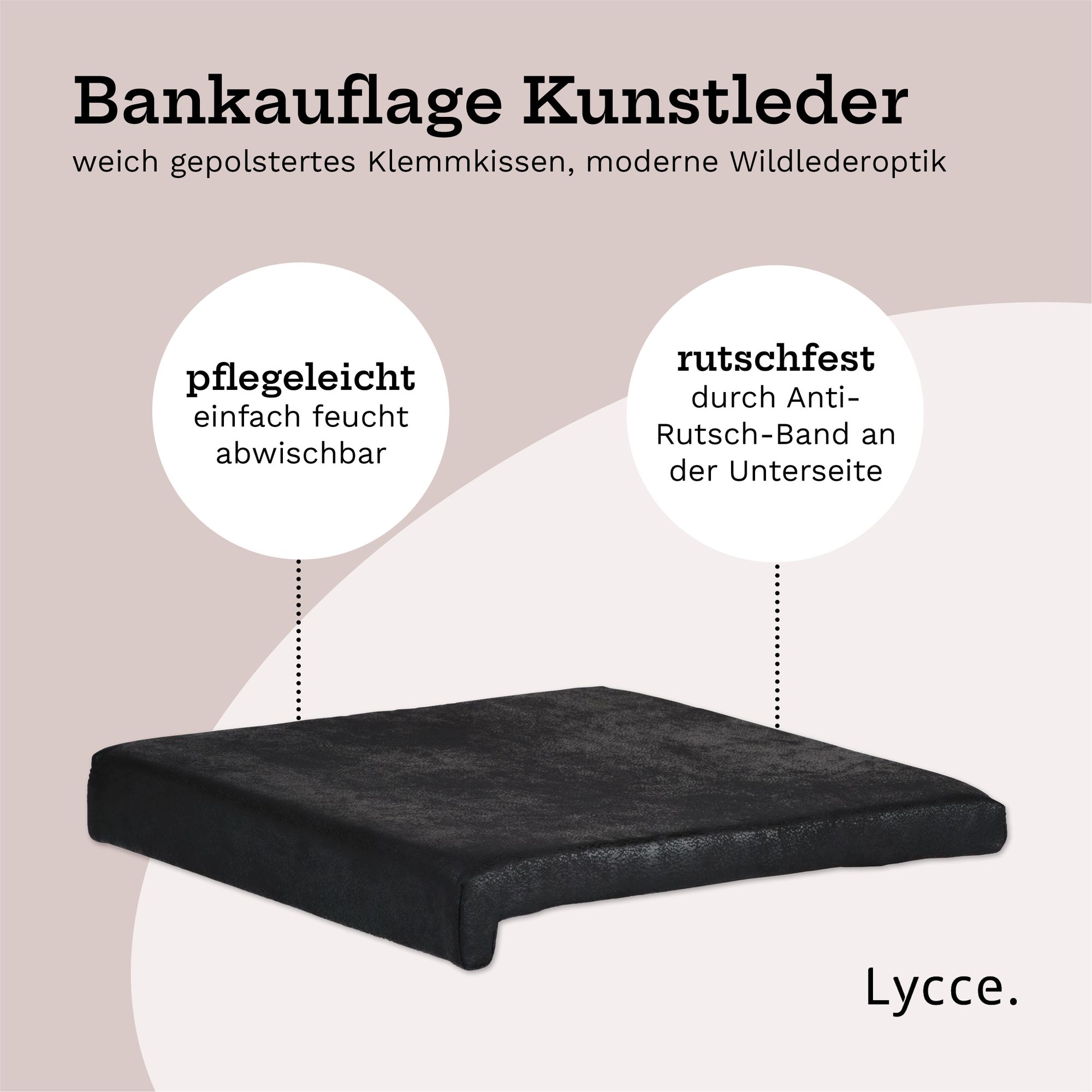 Lycce Klemmkissen / Sitzkissen mit 1 Leiste, Wildlederoptik