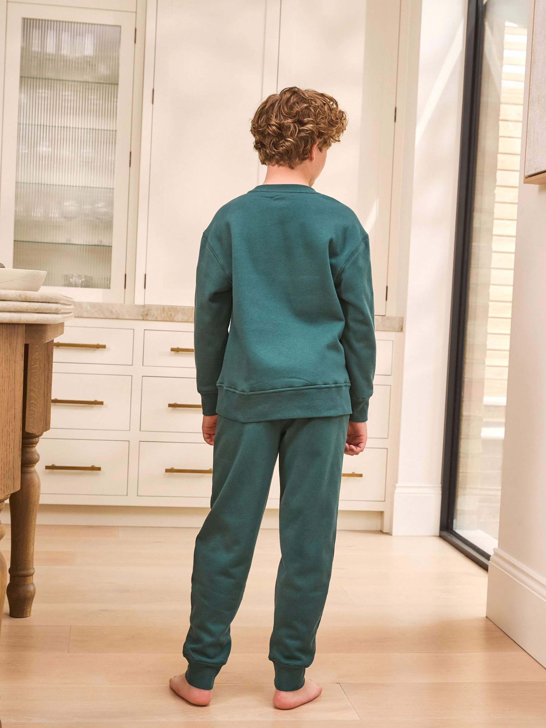 Blauwgroen - Enkele behaaglijke fleece pyjama (3 - 16 jr)