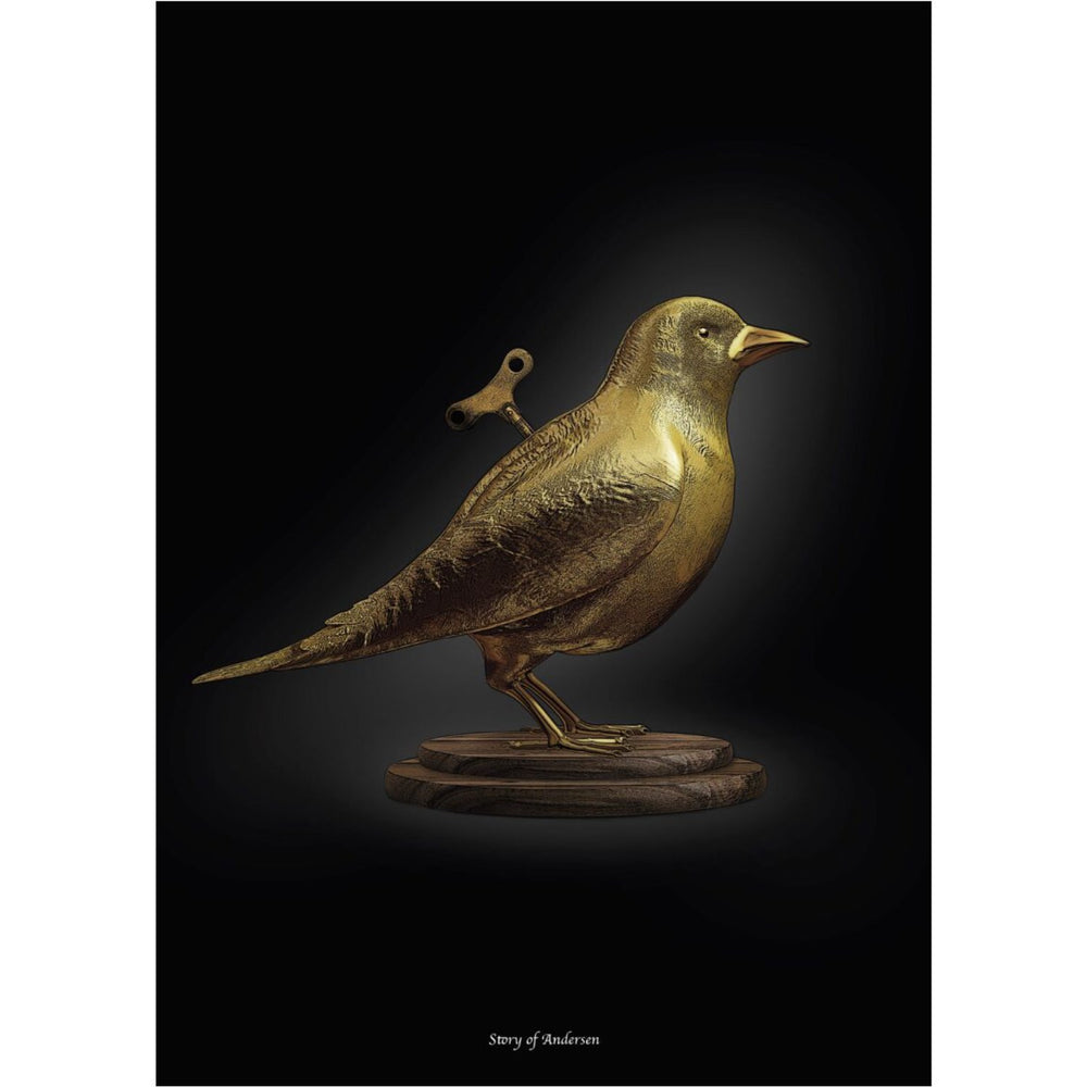 Køb Poster & Frame Story Of Andersen - Nattergalen - Hvid/Sort Baggrund