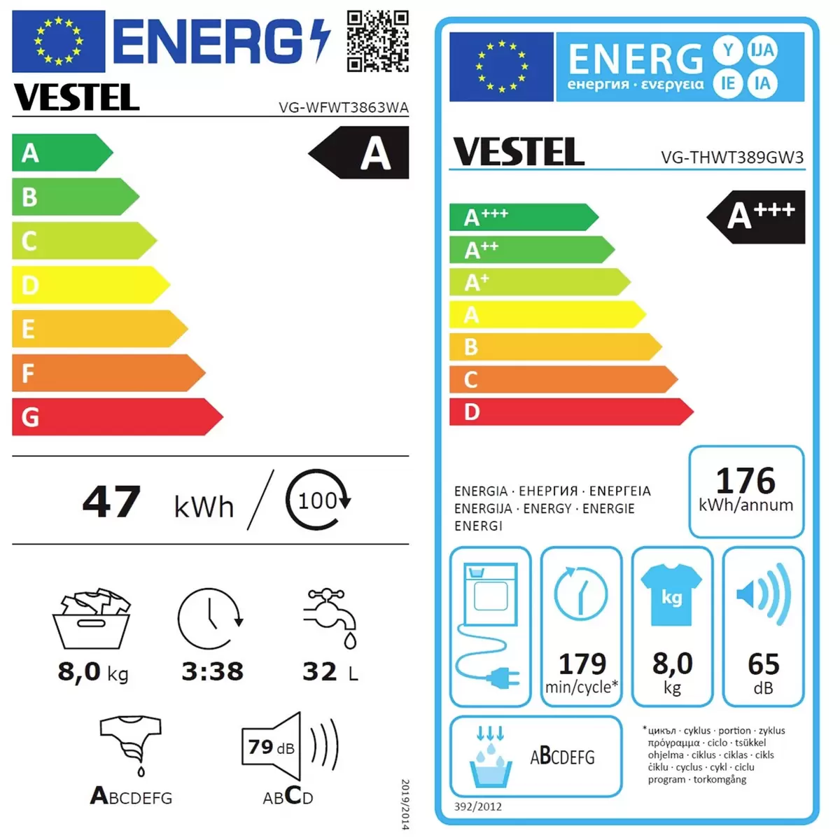 Set Waschmaschine und Trockner VESTEL Waschturm 8kg WiFi,