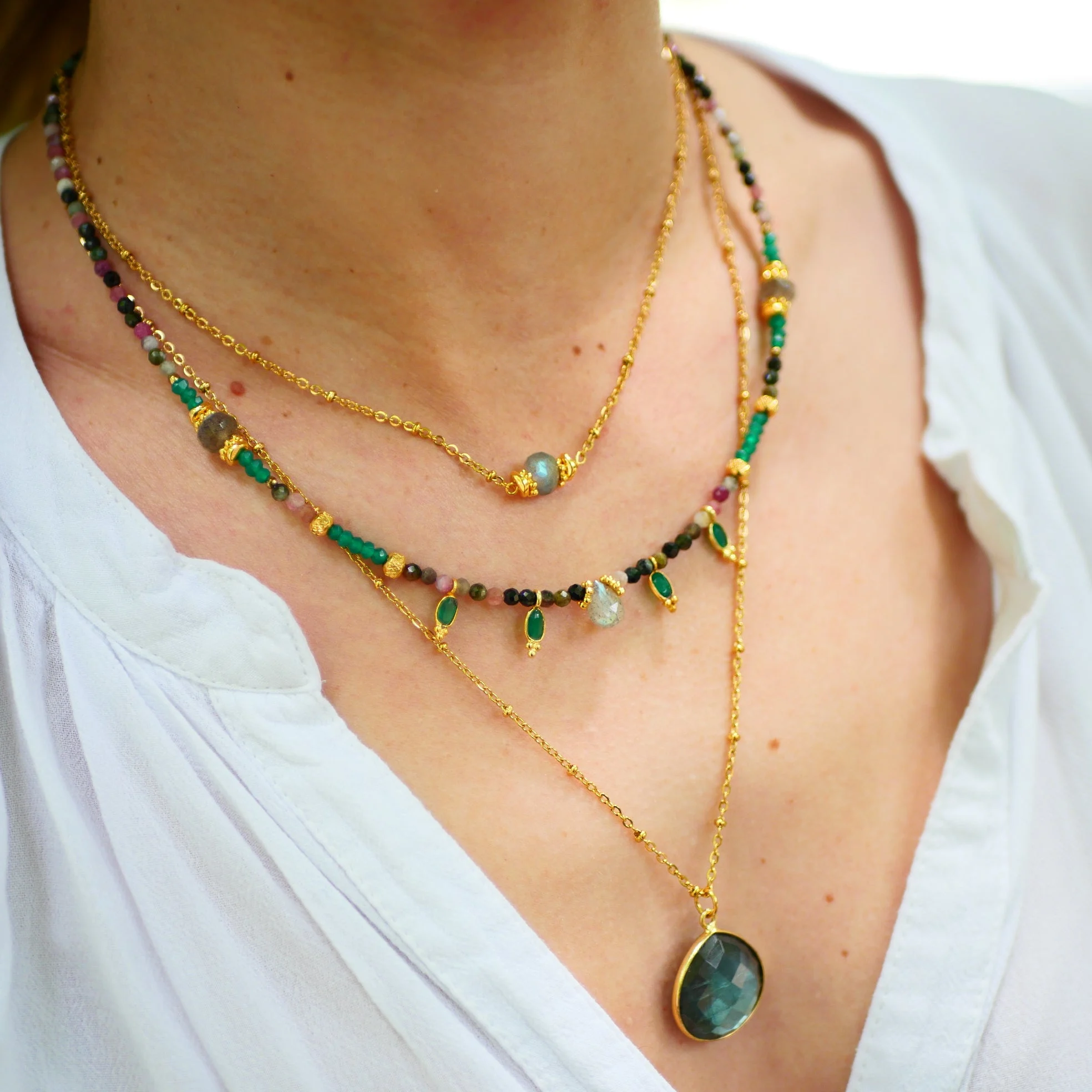 GATHA - Collier onyx vert et tourmaline | Multicolore