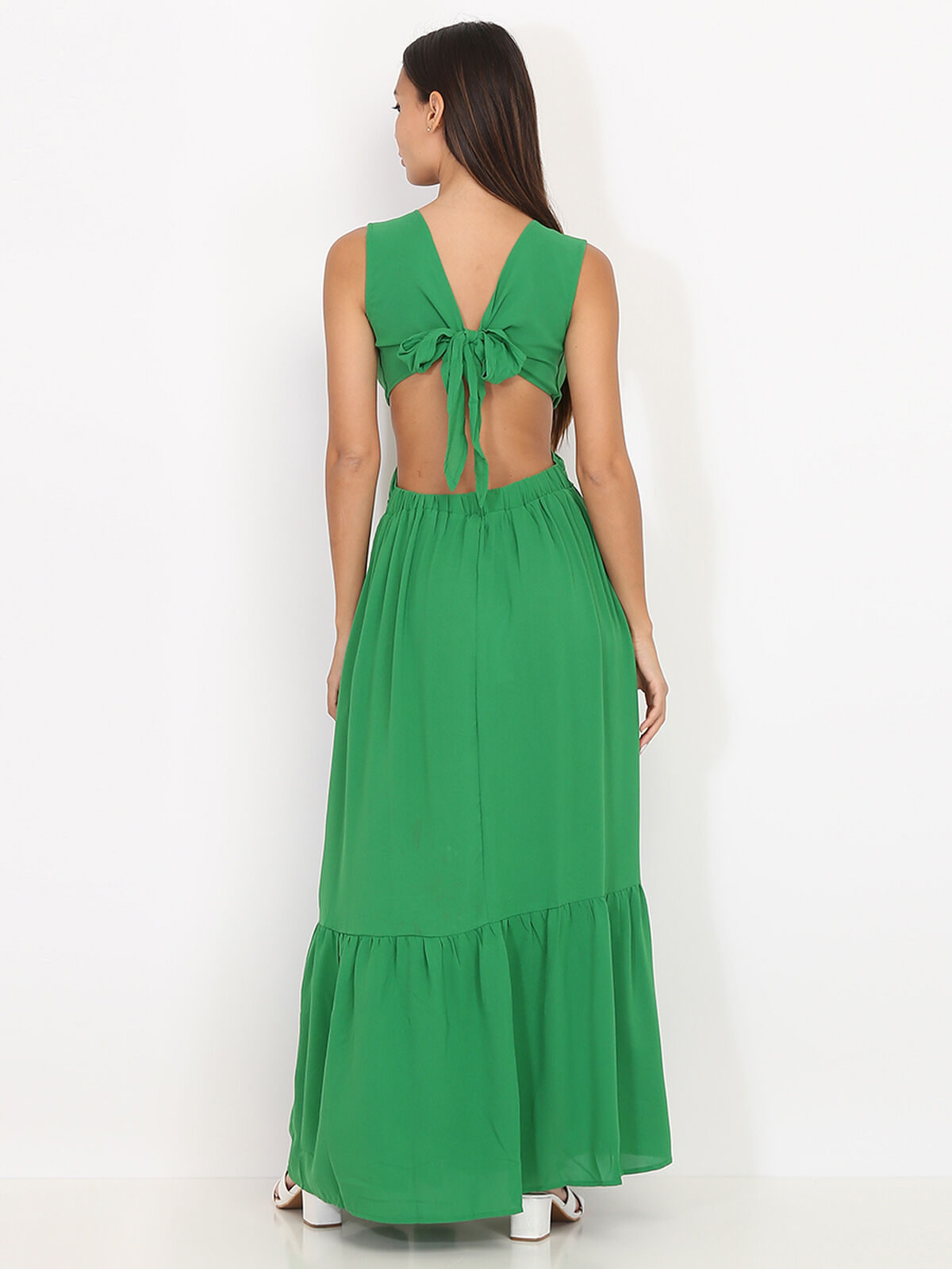 Robe longue cut out à fente- Vert
