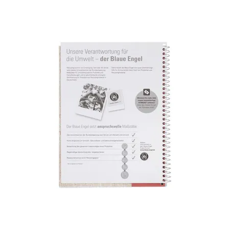 Oxford Recycling Collegeblock A5+, 80 Blatt, kariert mit Rand links, 90 g/m², 6fach gelocht, Optik Paper®