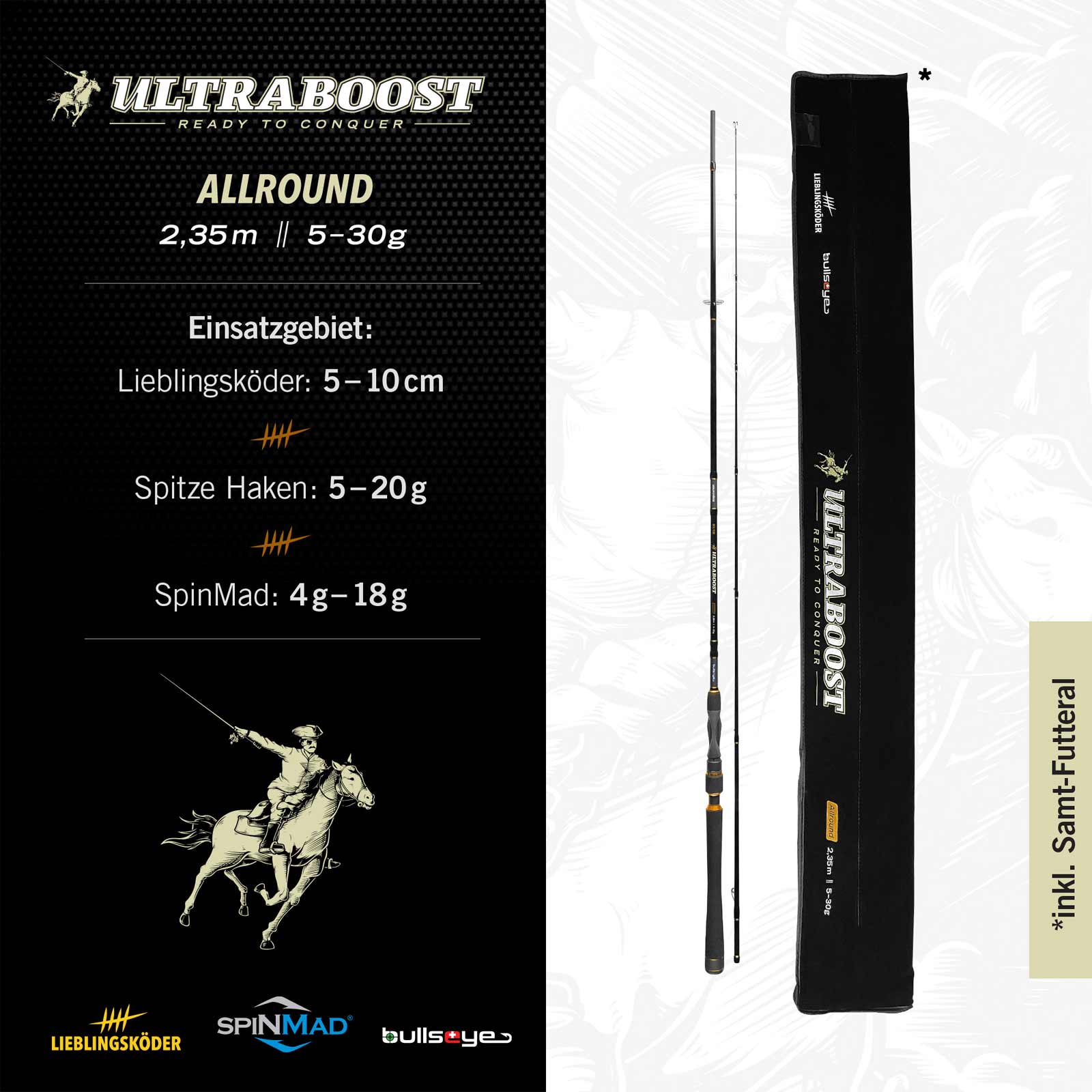 Lieblingsköder Ultraboost Allround 2,35m 5-30g Spinnrute By Bullseye