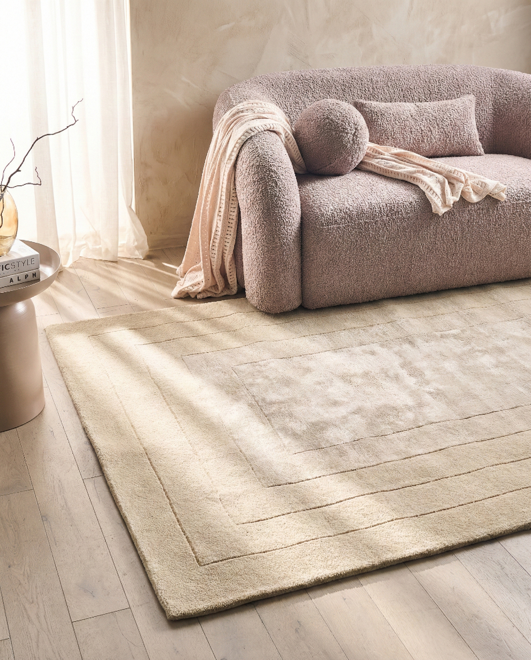 Vloerkleed AMADO Beige 160 x 230 cm Viscose