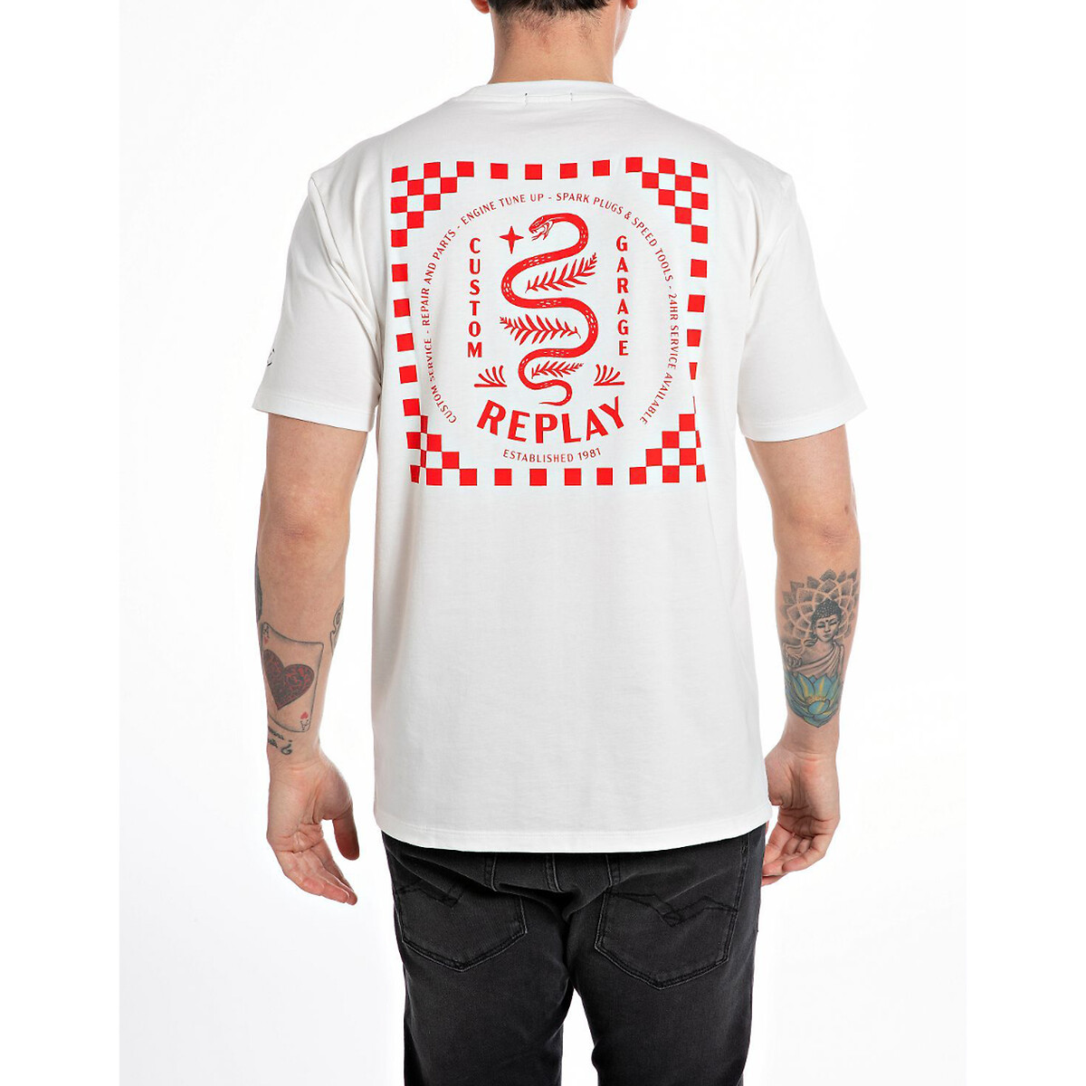 REPLAY<br>Camiseta estampada na frente e nas costas