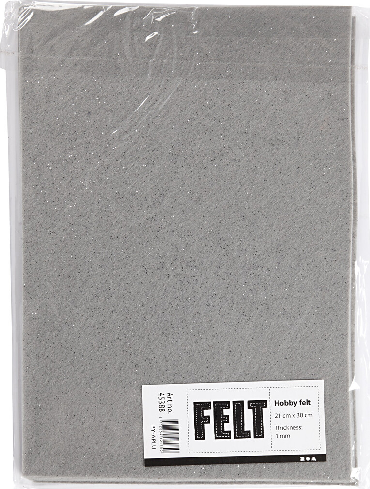 Hobbyfilt - A4 - 210X297 MM - 1 MM - Grå - 10 Ark