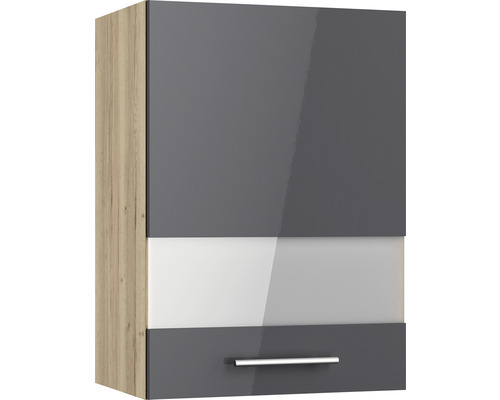 Optifit wandkast met glazen deur Jonte984 BxDxH 50x34,9x70,4 cm antraciet glanzend gedemonteerd scharnier omkeerbaar (links of rechts te monteren)
