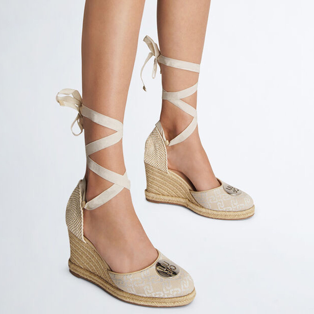 Liu-Jo Espadrilles compensées Damita beige/argenté - Talon 9 cm
