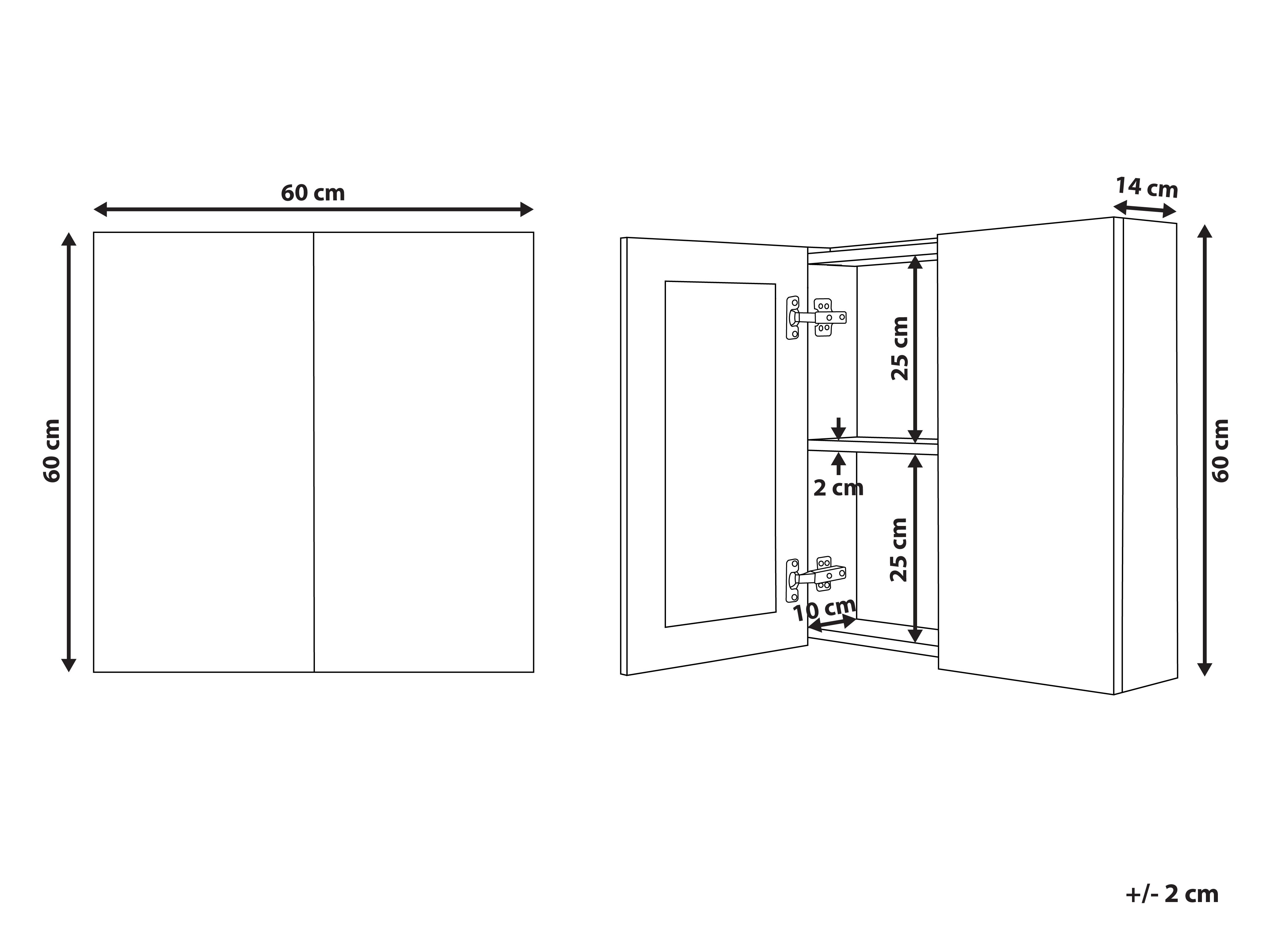 Badkamer wandkast met spiegel NAVARRA 60 cm 60 cm Zwart