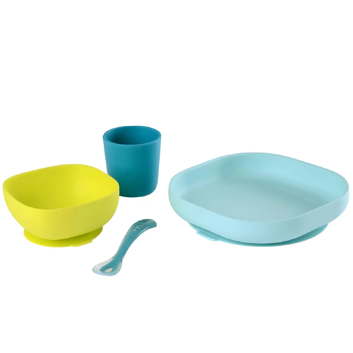 Beaba Service de repas 4 pcs Silicone - Bleu/Vert