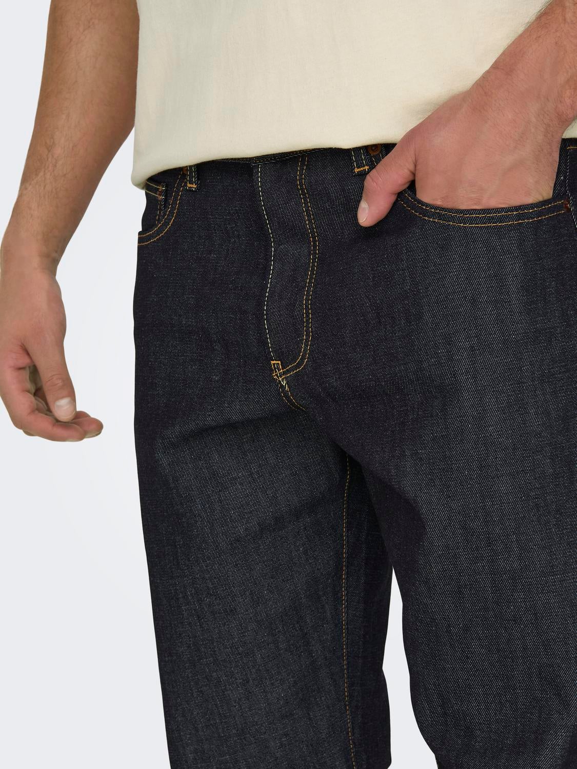 ONSEDGE Mittlere Taille Gerade geschnitten Jeans Dark Blue Denim