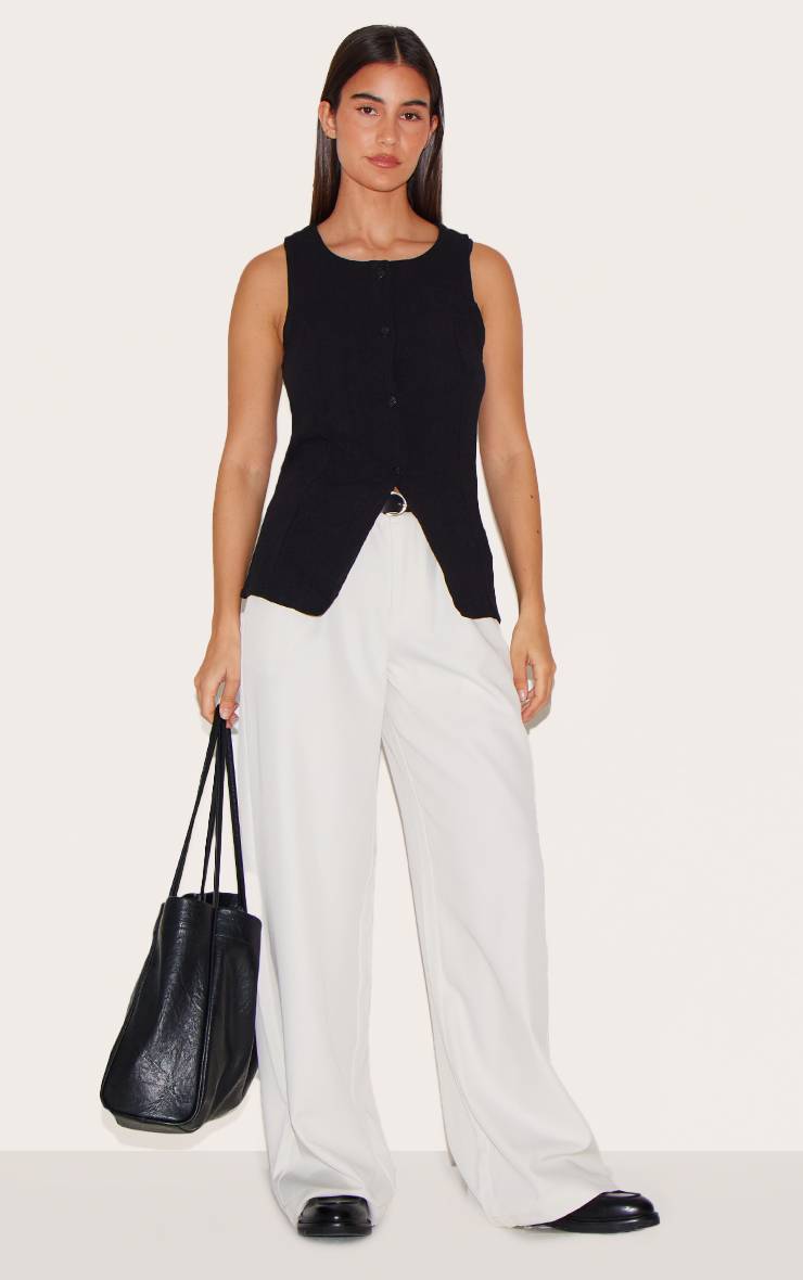 Noir Gilet Long En Bengaline