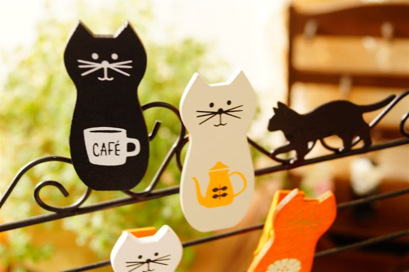 Choyce - Set van 4: Houten pin in de vorm van een kat / Pin in de vorm van een koelkastmagneet