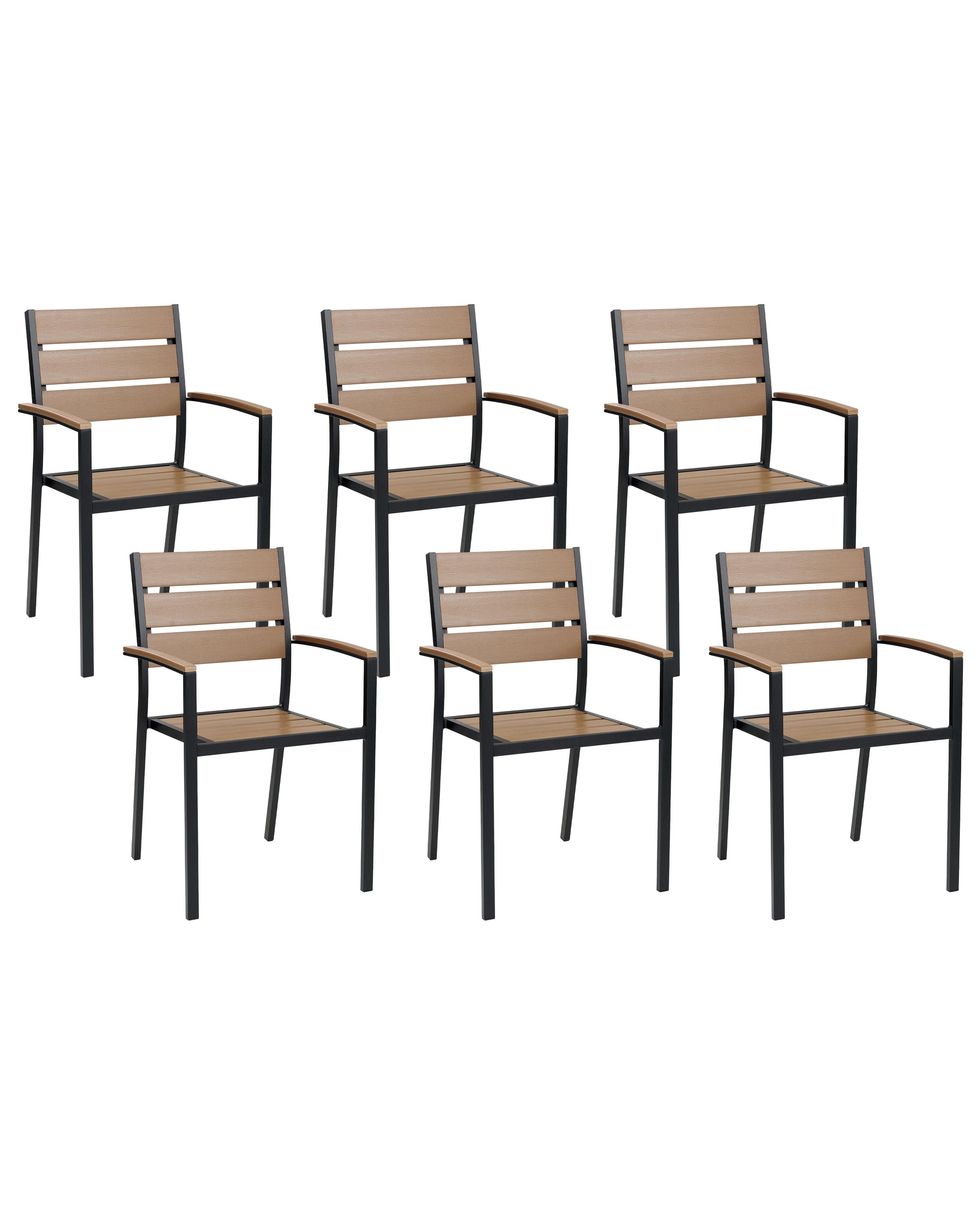 Set van 6 tuinstoelen VERNIO Bruin/zwart
