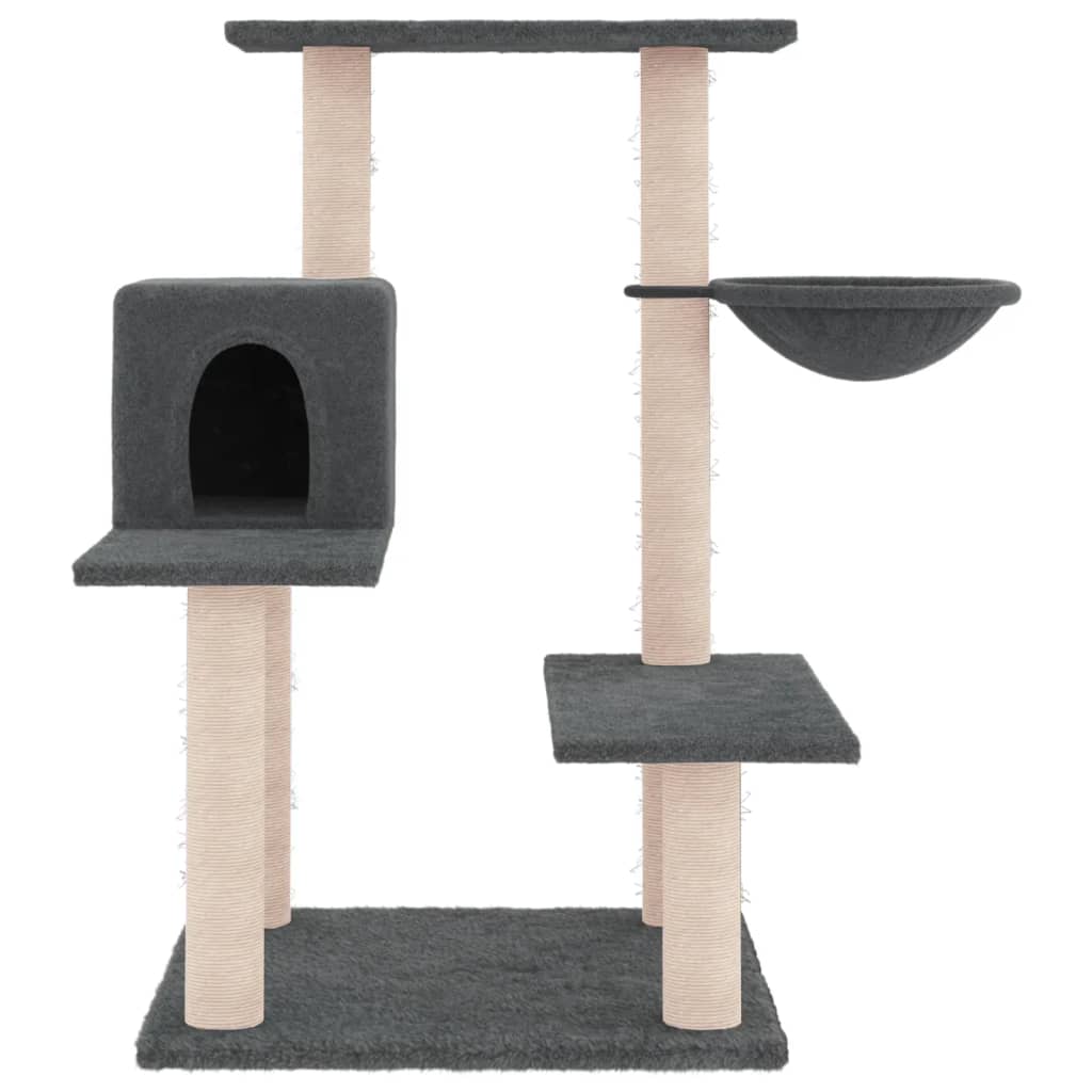 Arranhador para gatos vidaXL com hastes de sisal cinza escuro, 82,5 cm