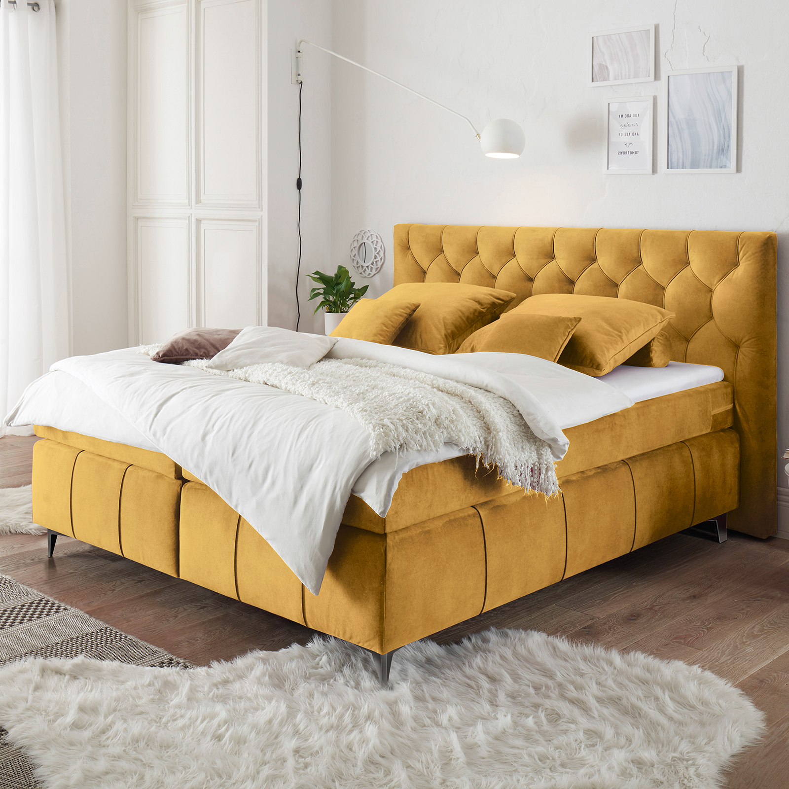 Boxspringbett - okra - Tonnentaschenfederkern - H2 - 180x200 cm