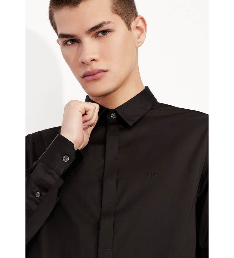 Camisa preta de popeline da Armani Exchange