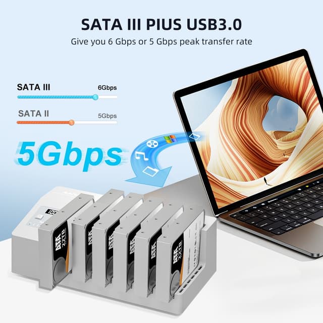 MAIWO 6x HDD klonings- og dockingstation, 2,5