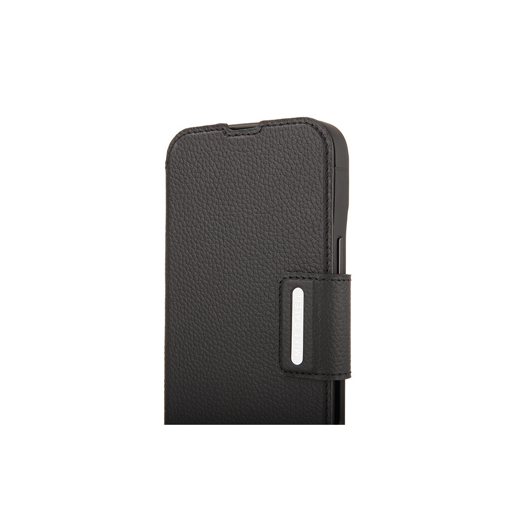iPhone 16 Pro Max Echtleder Tasche Flip Cover Hand Made (ANDYS25-M01) - Schwarz