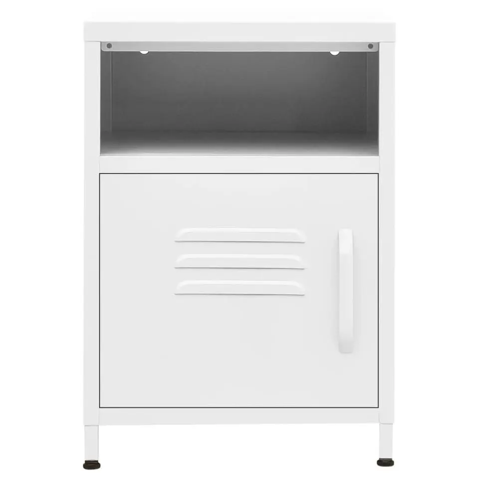 vidaXL - Durable Nachtkastje met vak en deur - Wit - Staal - 35x35x51 cm