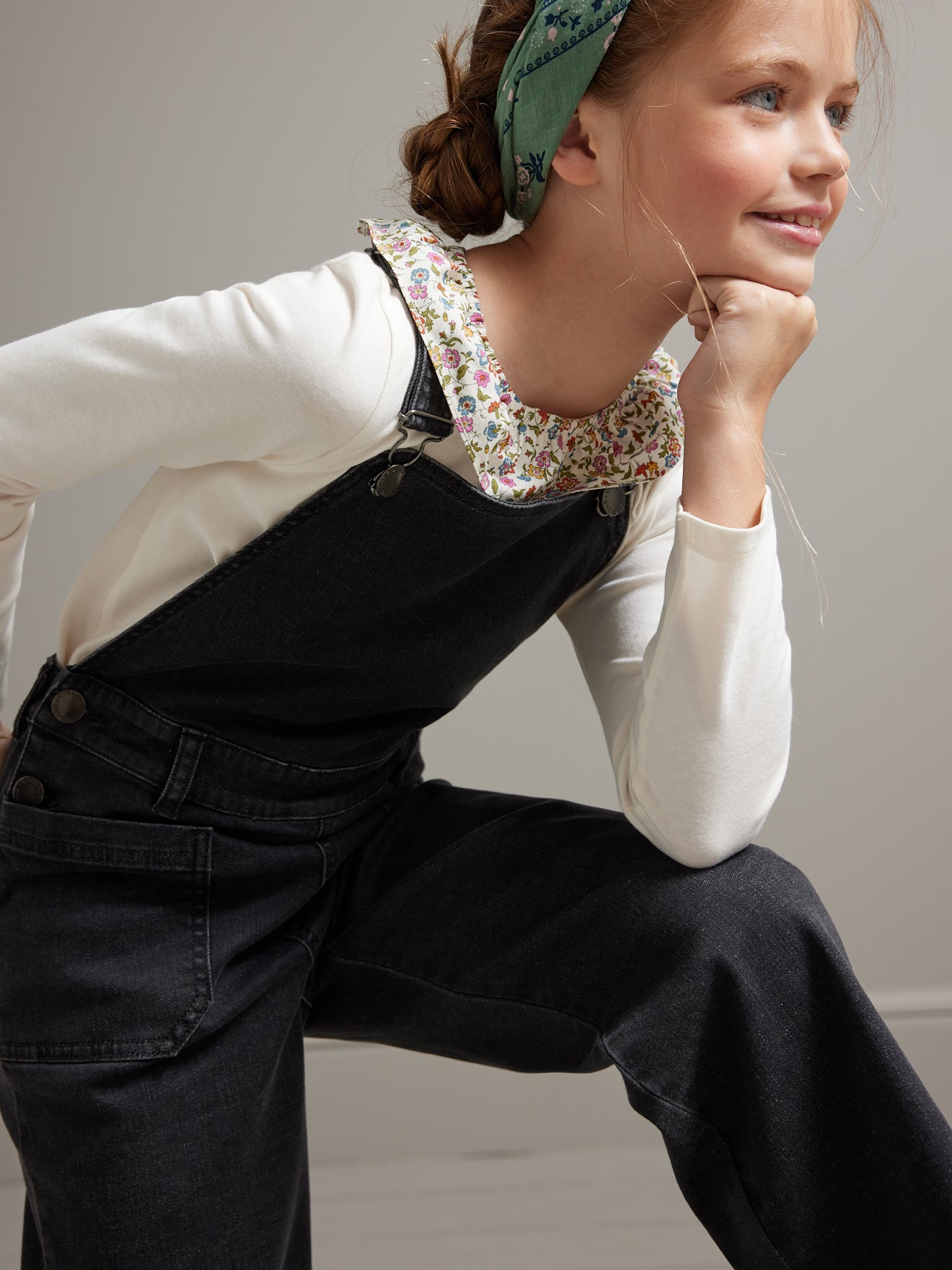 T-shirt Fille col en tissu Liberty - Coton bio
