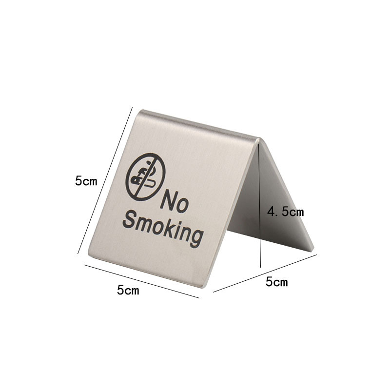 (50x45mm) Edelstahl Warnhinweis Tischschild Rauchen Verboten Aufsteller - No Smoking