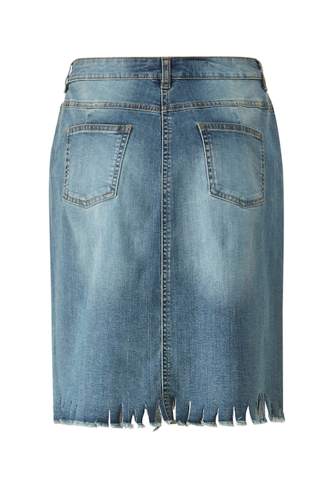 Jeansrock, Straight Fit, geschnittener Saum, Destroy-Effekte, 5-Pocket