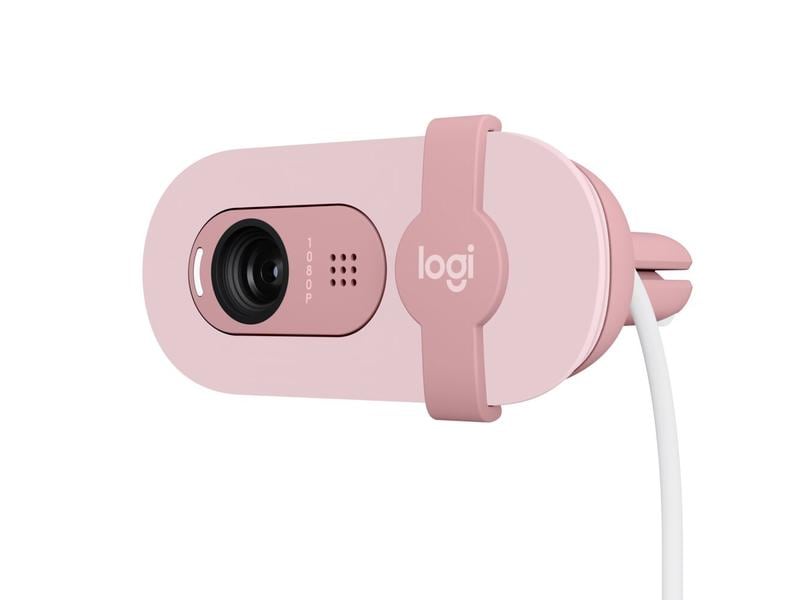 Logitech Brio 100 Rosa Full HD-Webcam mit integrierter Abdeckblende