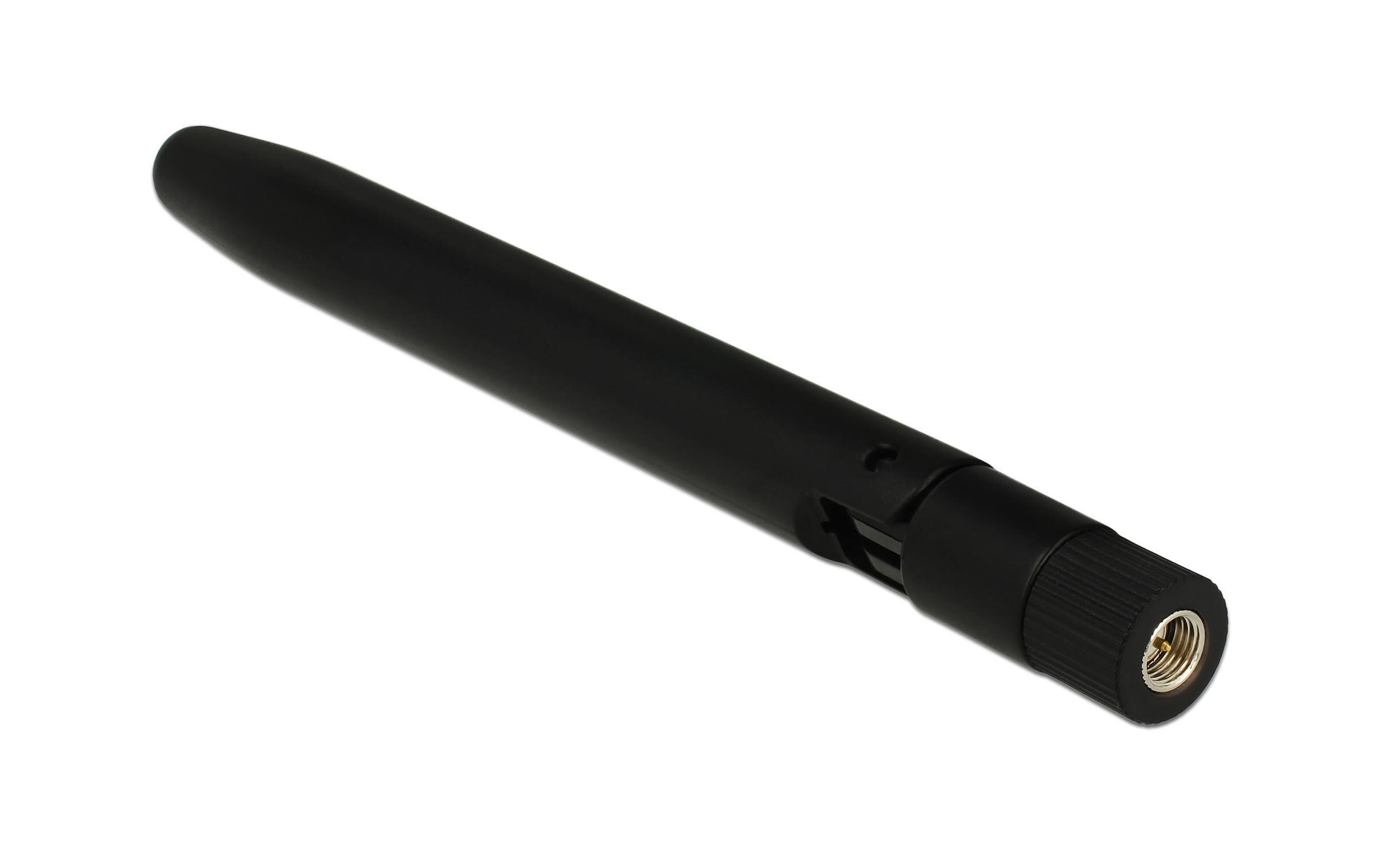 LTE/LoRA-Antenne SMA SMA 0.5 dBi RundstrahlDelock LoRa 863-928 MHz Antenne SMA Stecker 0.5 dBi omnidirektional mit Kippgelenk schwarz