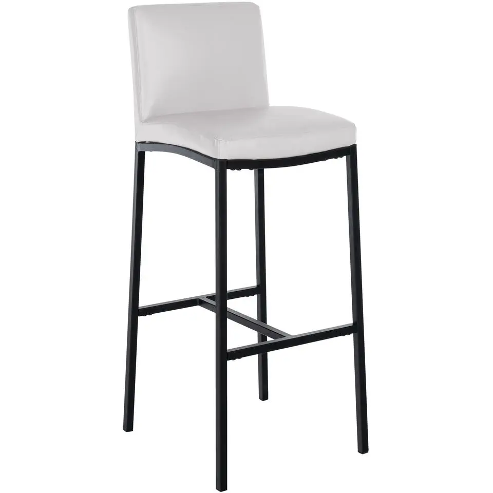 CLP Barkruk Freeport zwart Frame - Kunstleer - wit
