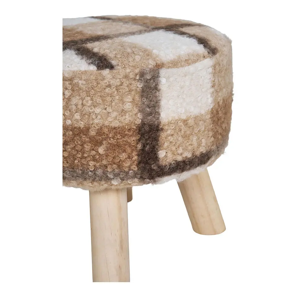 Hioshop Aberdeen Poef Ø31cm bruin