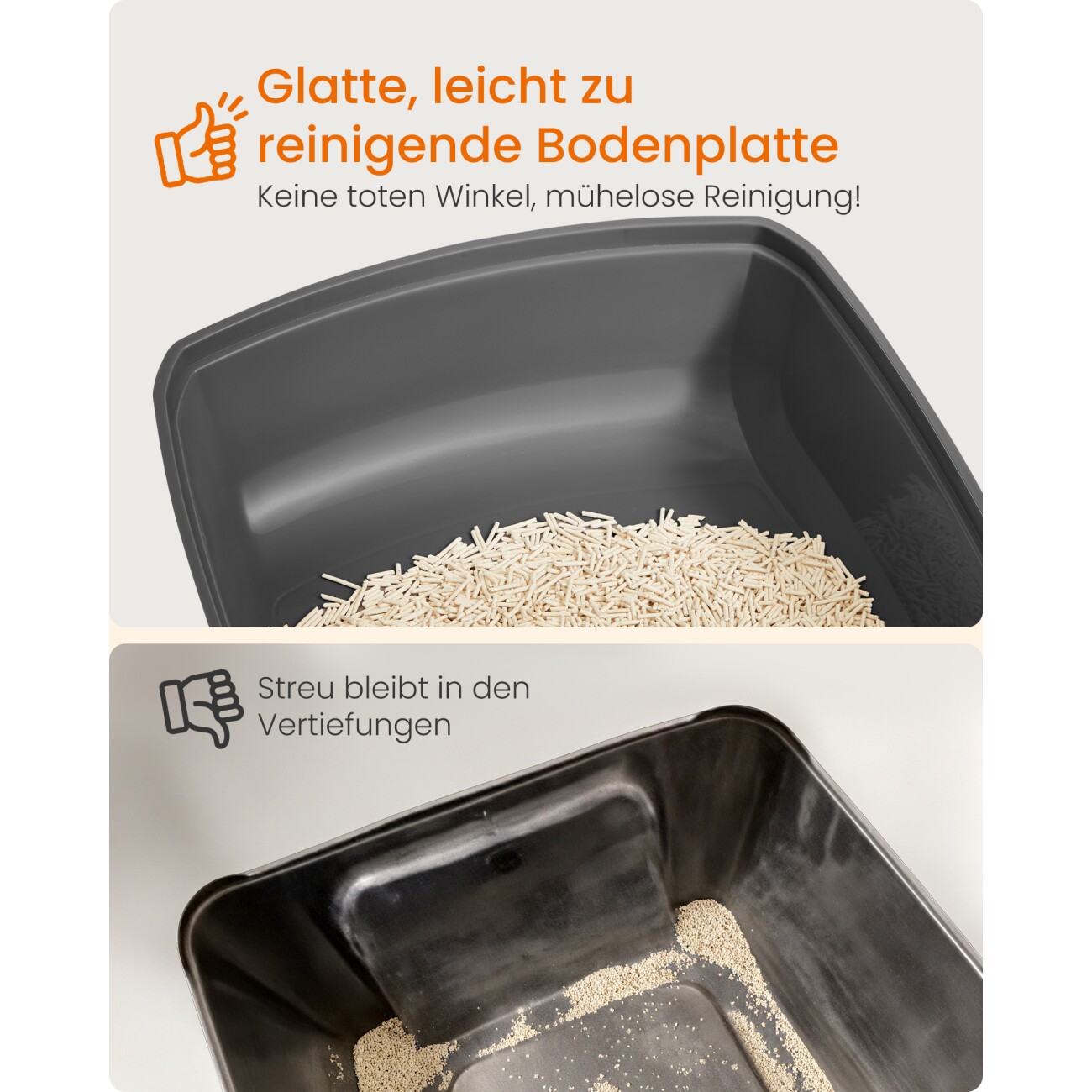 FEANDREA Katzenklo mit hohen Seitenwänden, offene Katzentoilette, mit Schaufel