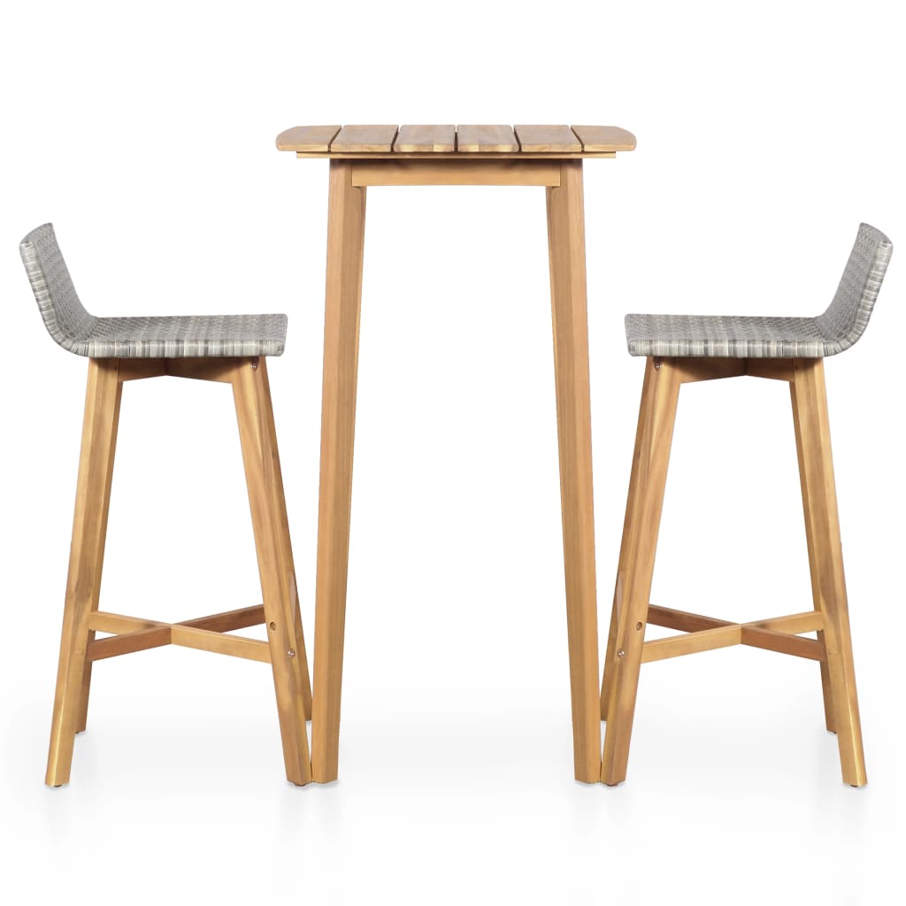 Mobilier de bar 3 pièces bois d'acacia solide