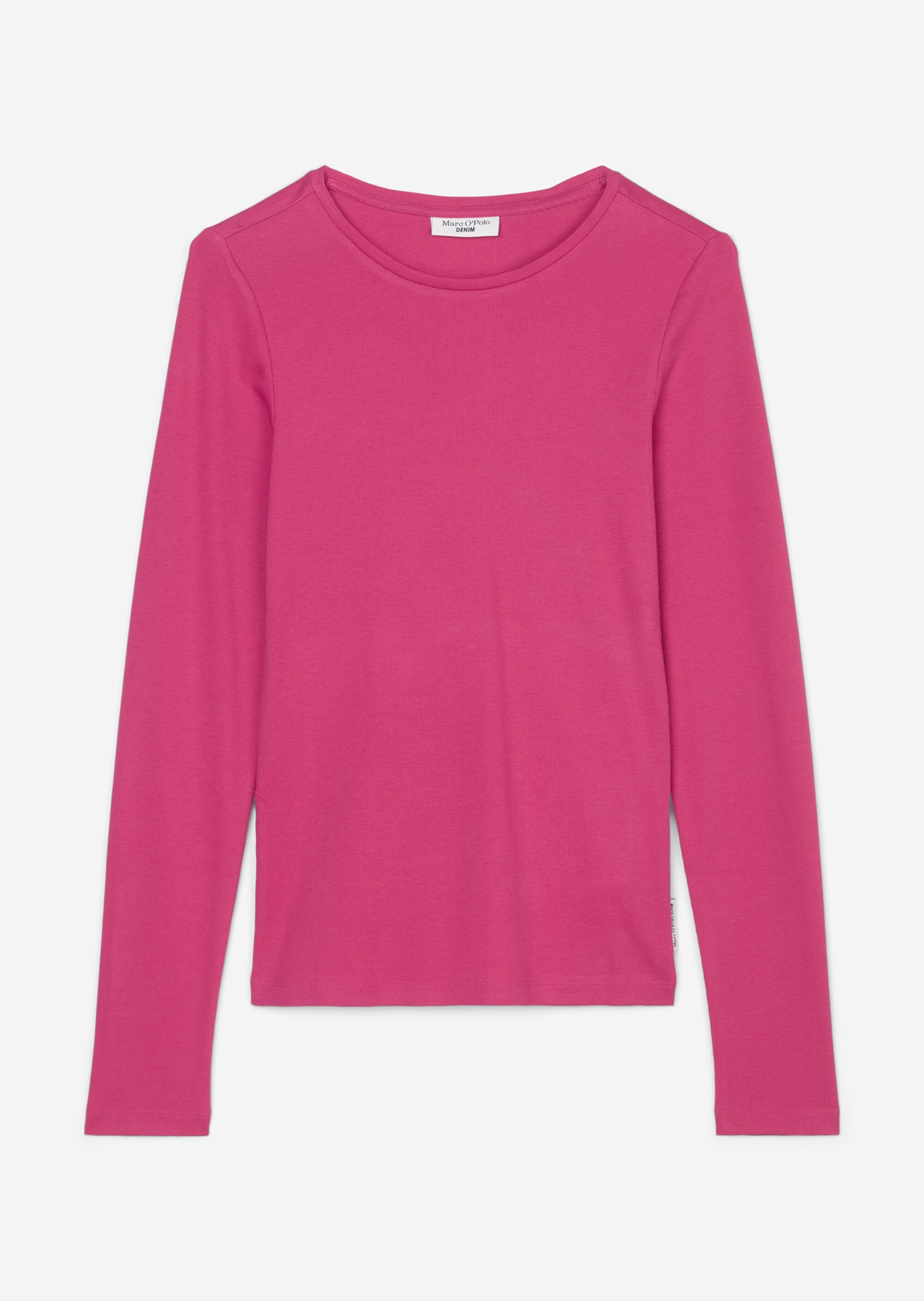 Rundhals-Longsleeve slim aus softem Feinripp-Jersey