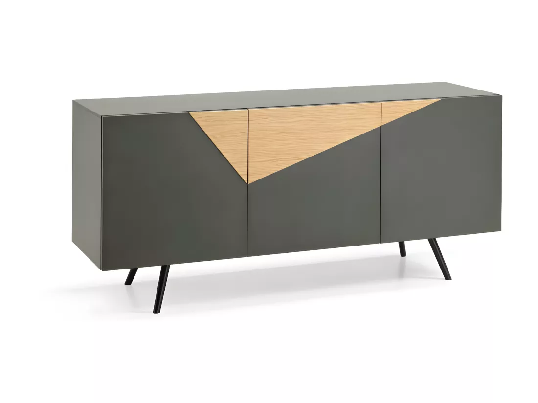 Ginger Buffet 3 portes (180 x 80 H cm) en mélaminé gris foncé