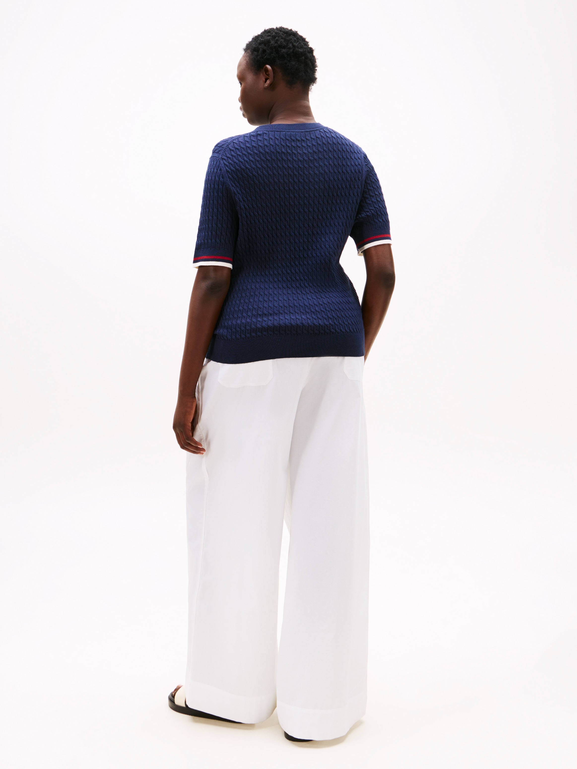 Tommy Hilfiger Curve Strickpullover »CRV CO CABLE FINE GG GPC SS SWT« in grossen Grössen, mit Zopfmuster