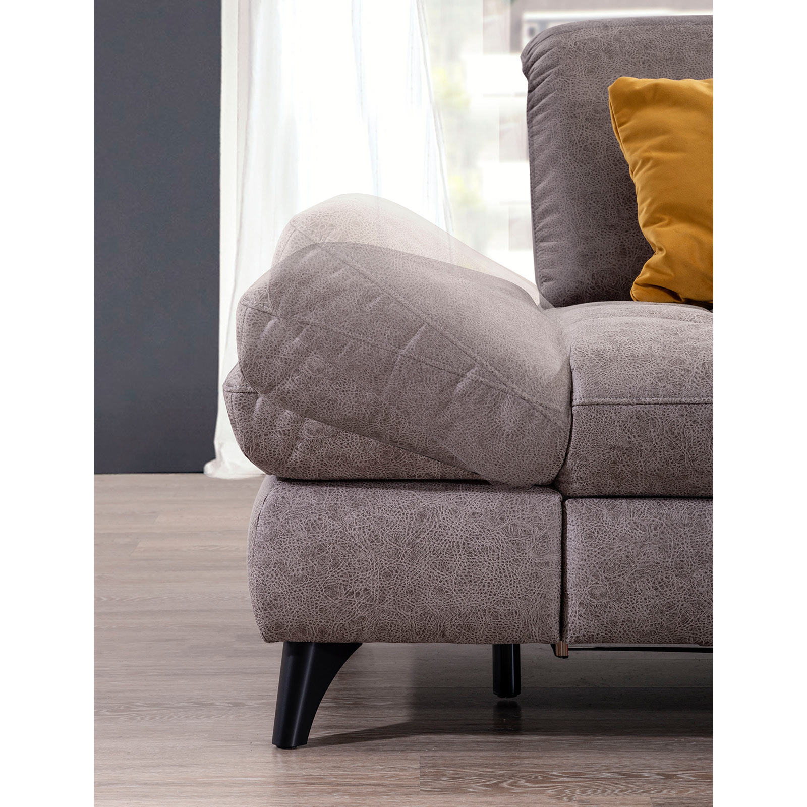 Ecksofa - grau - Recamiere links - mit Liegefunktion
