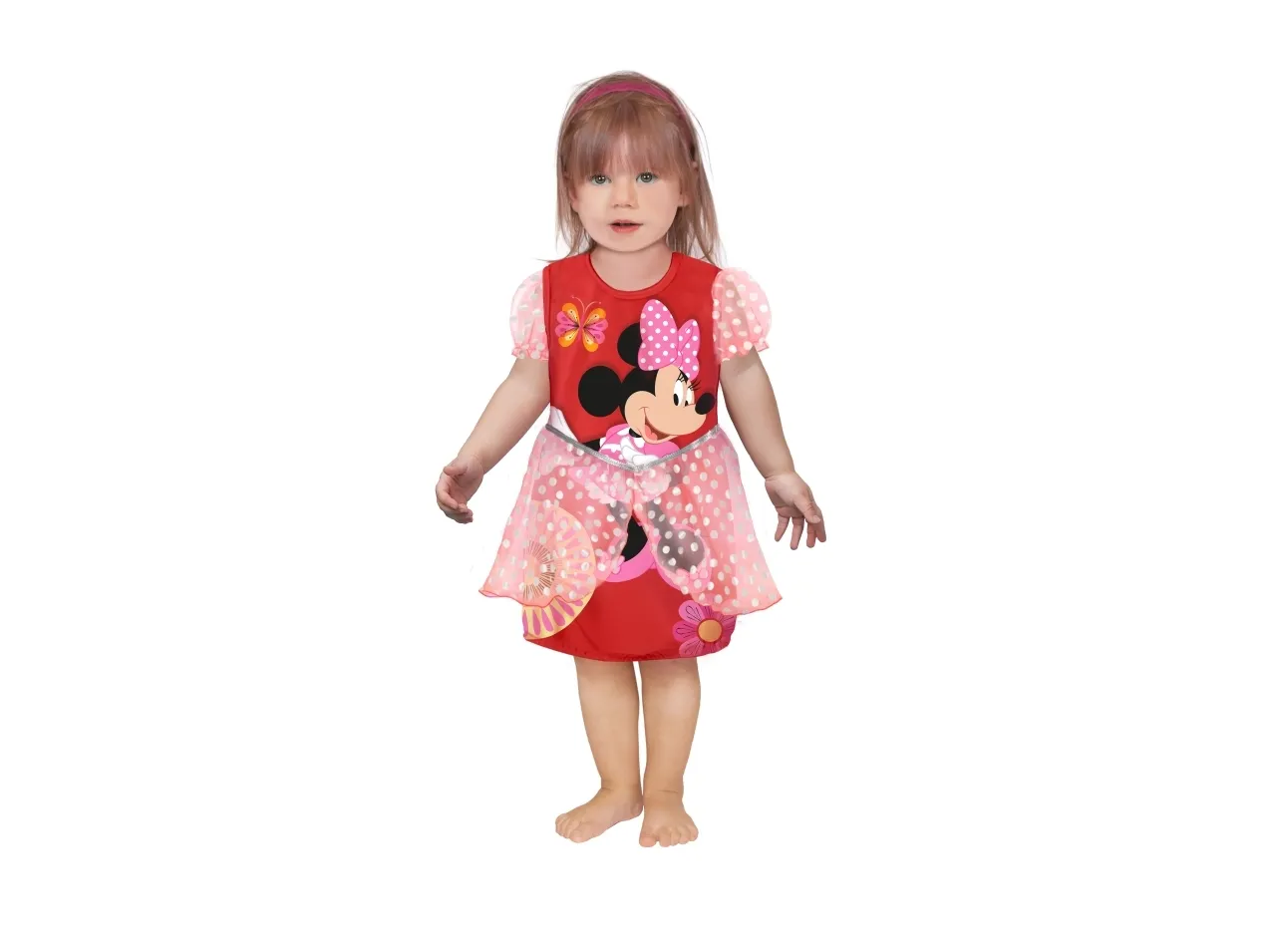 Rødt Minnie Mouse Baby-kjole - 12-18 måneder