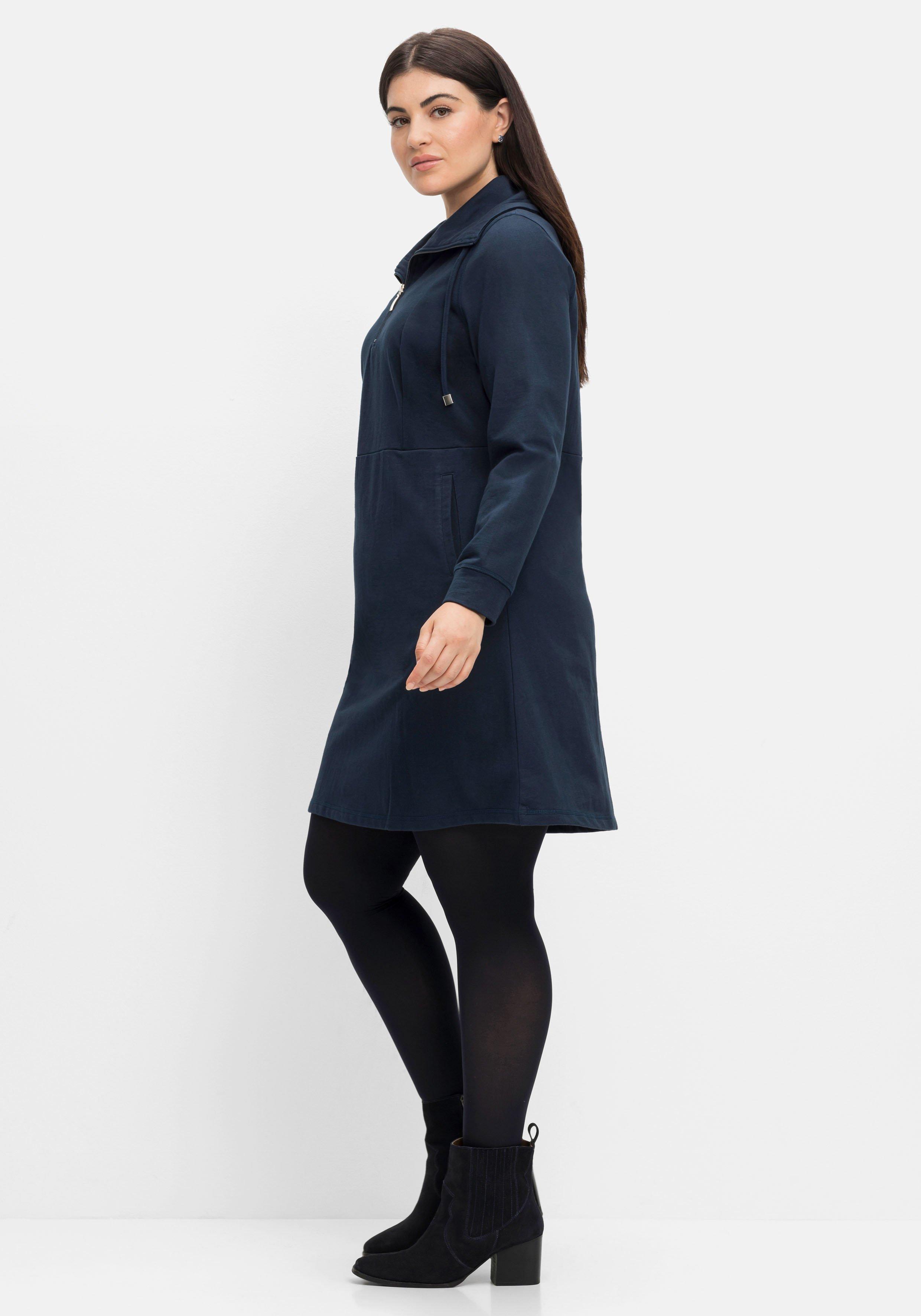 Sweatkleid mit Troyerkragen und Taschen