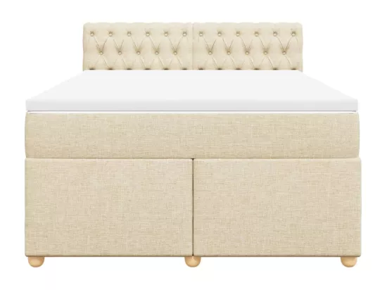 Sommier à lattes de lit avec matelas Crème 160x200 cm Tissu