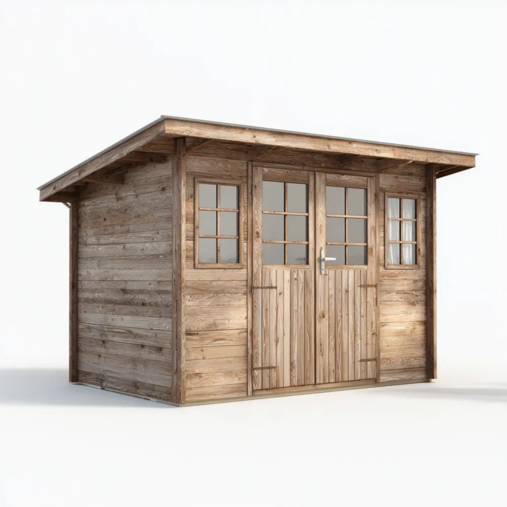 Holz Geräteschuppen mit Doppeltür Fensterdesign 300x200x220 cm – Natur