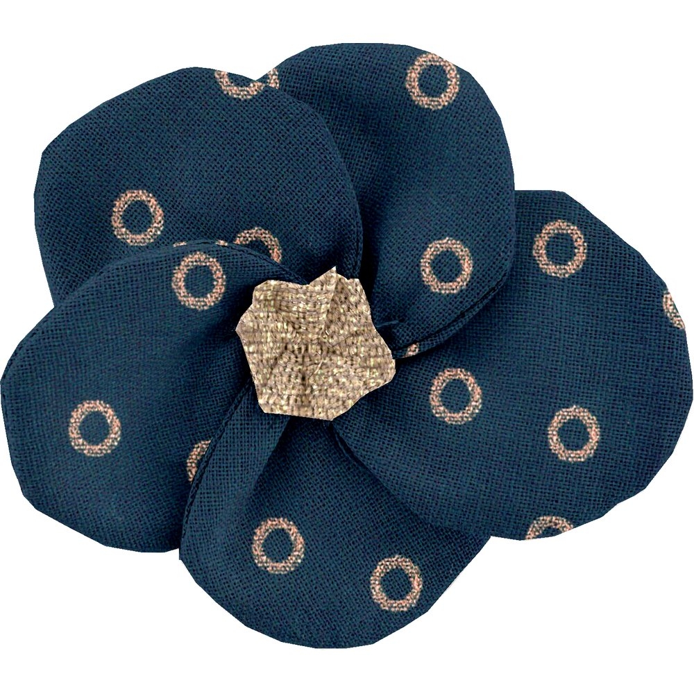 Petite Barrette Pétales De Fleur Bulle Bronze Marine