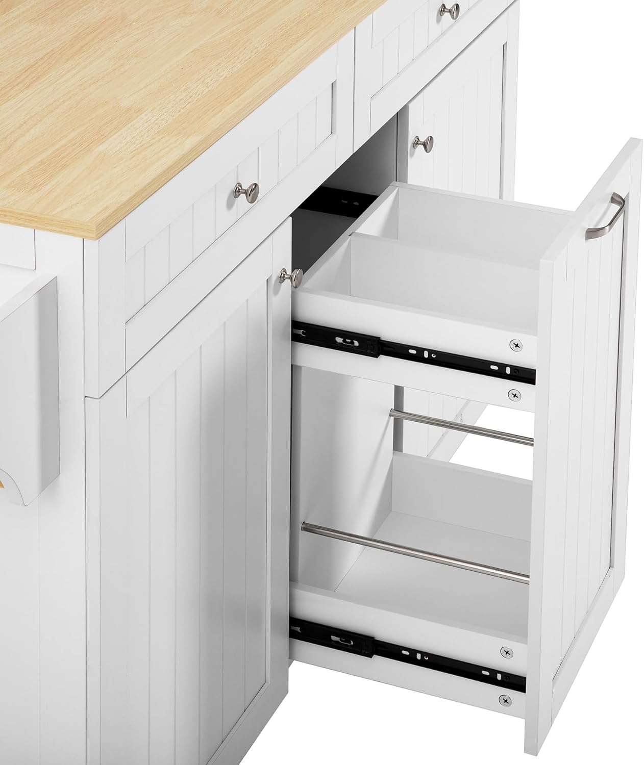 Mobile Kücheninsel Küchenschrank mit Klappbare Arbeitsplatte und Schubladen, Buffetschrank Küchenwagen mit Rollen und Regal, Küchenbuffet, Küchenmöbel, Schrank Weiß, 139.5x40-70x92 cm
