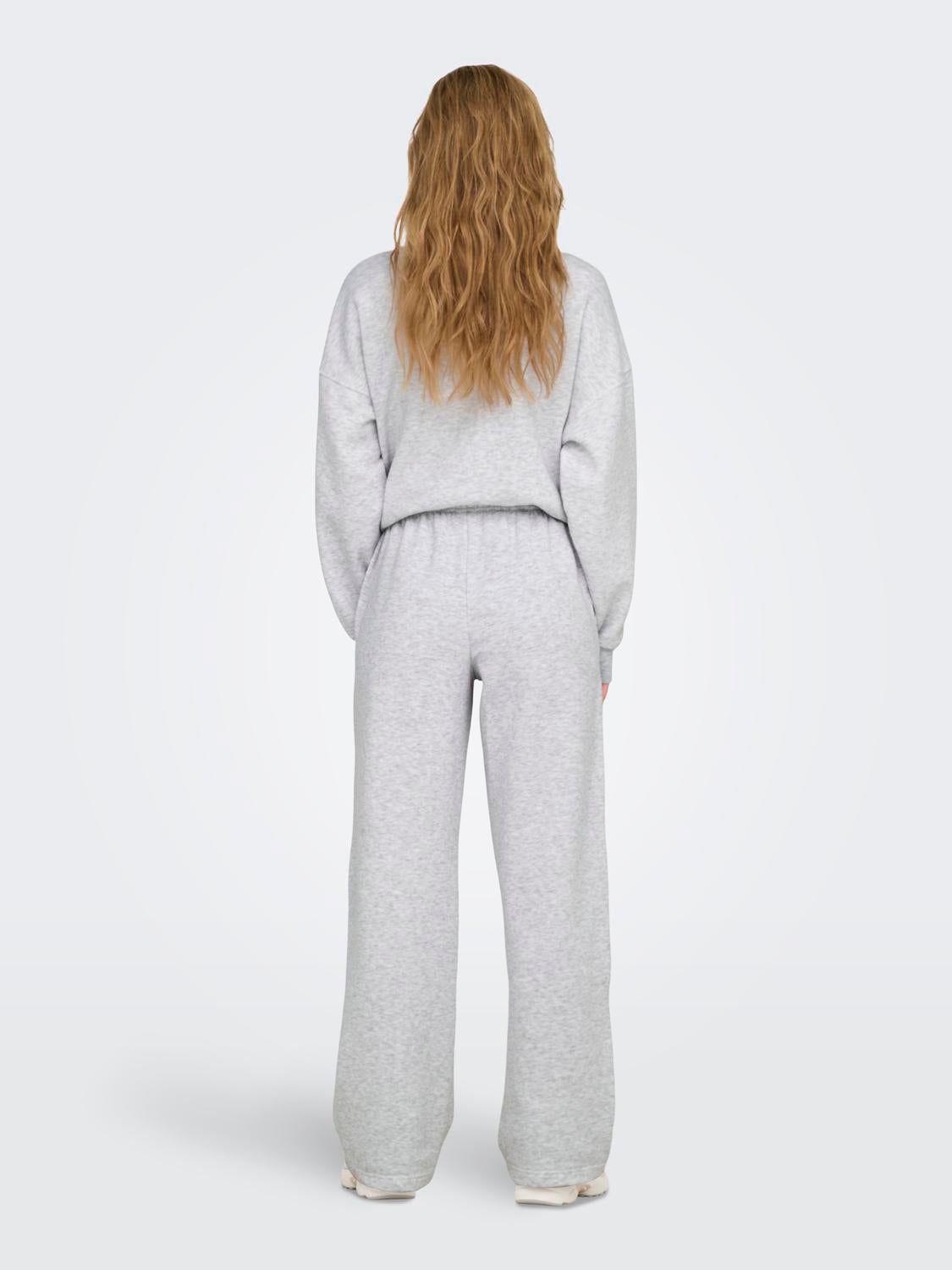 ONLBEST Mittlere Taille Weiter Beinschnitt Hose Light Grey Melange