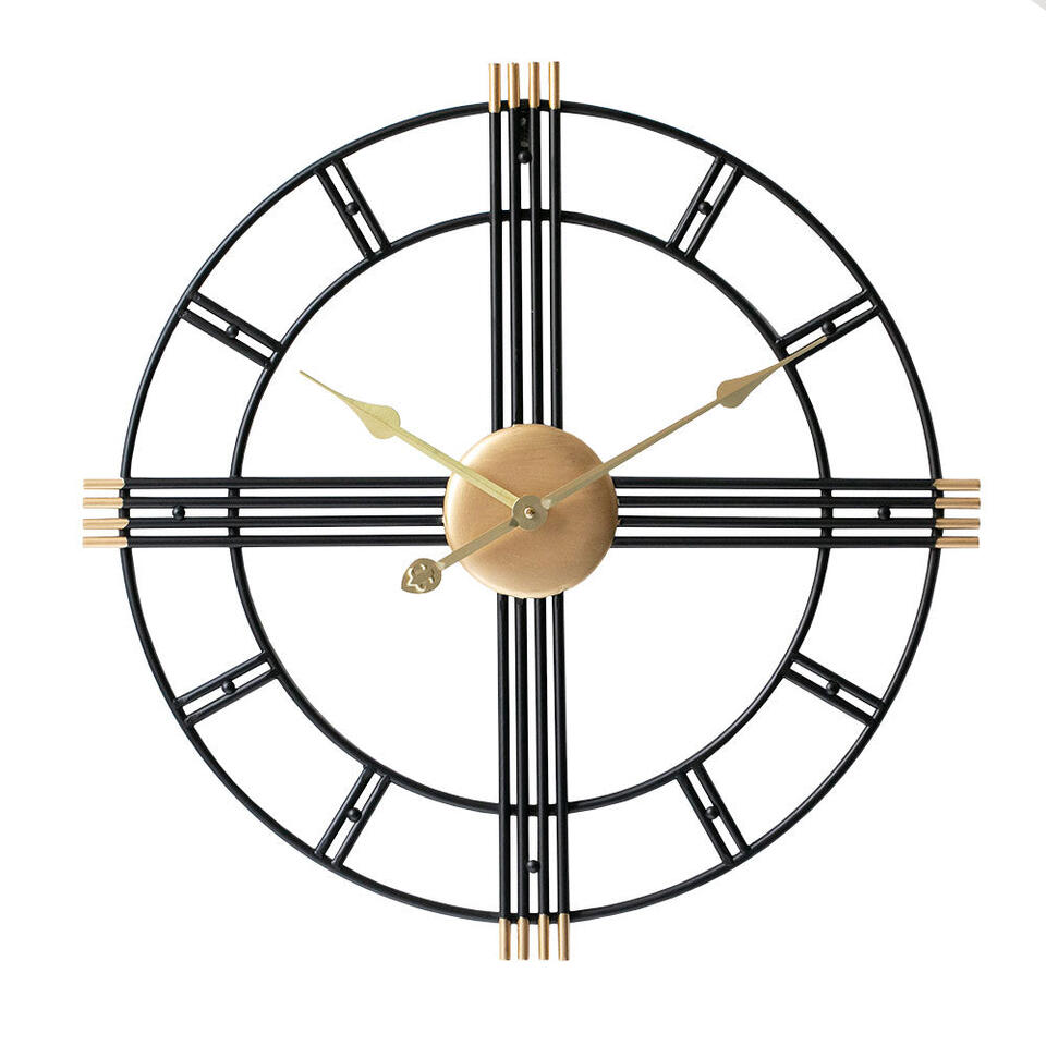 LW Collection Wandklok William zwart goud 60cm