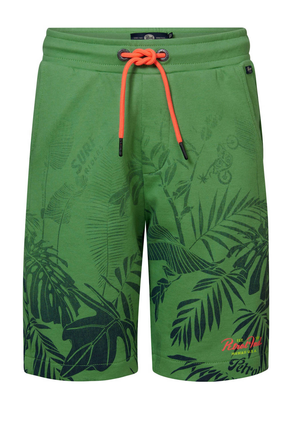 Petrol Industries sweatshort met bladprint groen