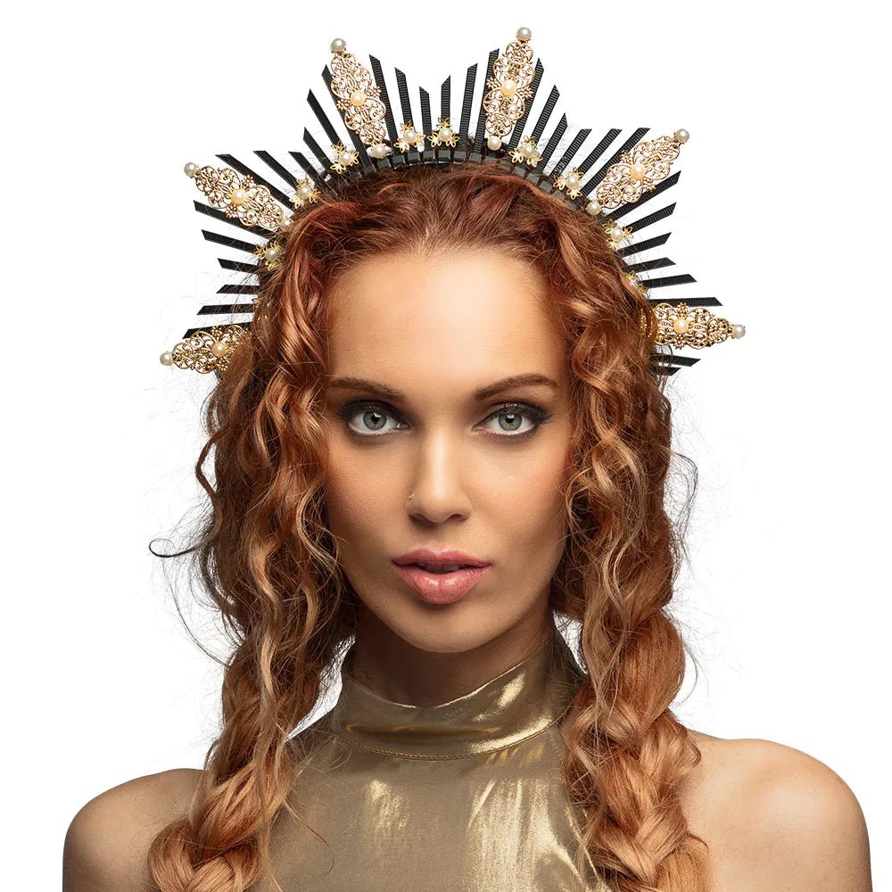 Zwart Gouden Haarband Diamant